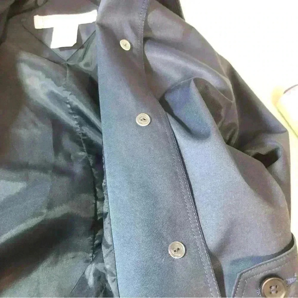 Vintage Navy Blue Brem Rainwear Button Up Jacket with pockets Size 12 Petite - Picture 10 of 12